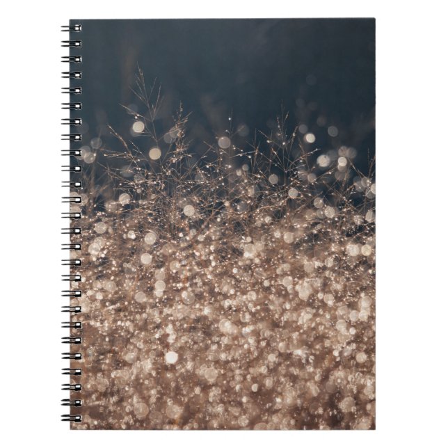Sparkling Dew drops in Earth Tones Notebook (Front)