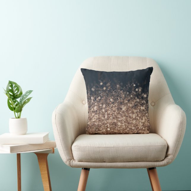Sparkling Dew drops in Earth Tones Throw Pillow (Chair)