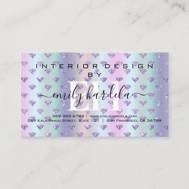 Sparkling Diamond Interior Design  Business Card (Front)