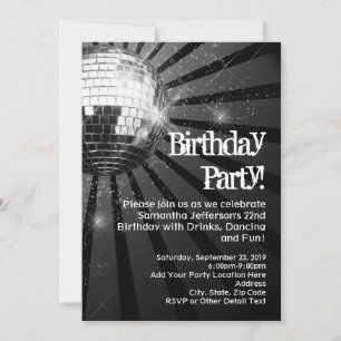 Sparkling Disco Ball Birthday Party Invitations