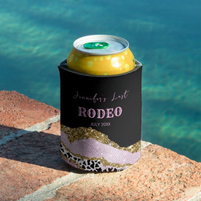 Sparkling Disco cowgirl Bachelorette, gold glitter Can Cooler (In Situ Pool)