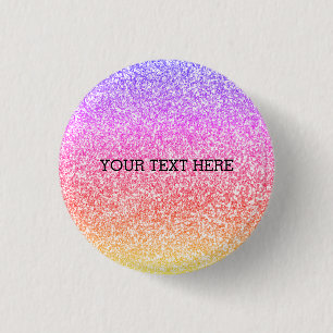 Sparkling elegant girly rainbow colourful cute 1 inch round button