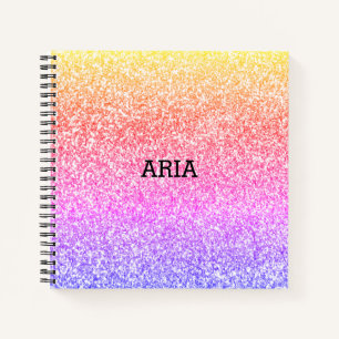 Sparkling elegant girly rainbow colourful cute pin notebook