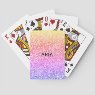 Sparkling elegant girly rainbow colourful cute playing cards