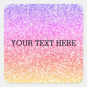 Sparkling elegant girly rainbow colourful cute square sticker