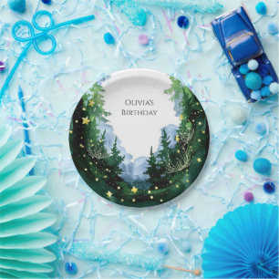Sparkling Enchanted Woodland Birthday Paper Plate