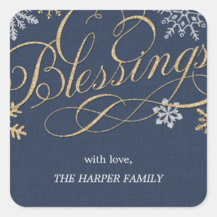 Sparkling Flakes Custom Holiday Sticker or Labels