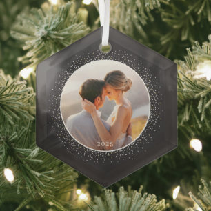 Sparkling Frame Custom Photo Christmas Ornament