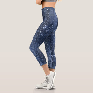 Sparkling Girly Glam Glitter Disco Party Capri Leggings