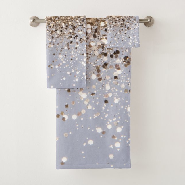Sparkling Glam Gold Glitter Glam #1 Bath Towel Set (Insitu)
