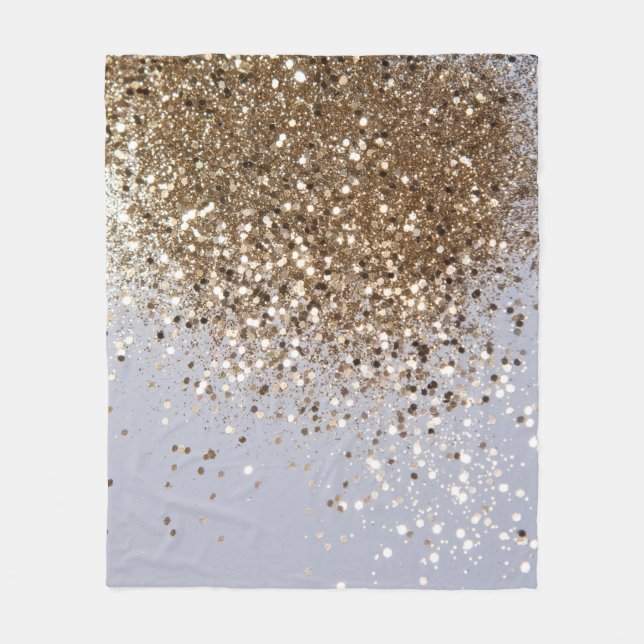 Sparkling Glam Gold Glitter Glam #1 Fleece Blanket (Front)