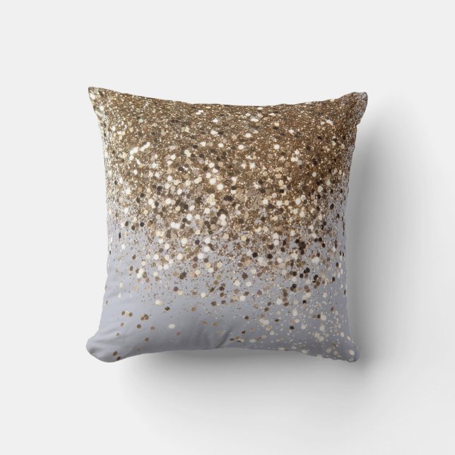 Sparkling Glam Gold Glitter Glam #1 Throw Pillow (Front)