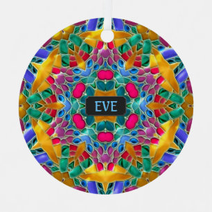 Sparkling Glass Tiles in Jewel Colors - Xmas Magic Metal Ornament