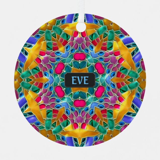 Sparkling Glass Tiles - Xmas Kaleidoscope Metal Ornament (Front)