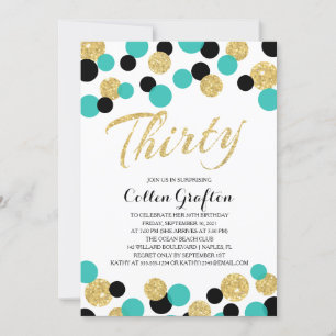 Sparkling Glitter Confetti   30th Birthday Invitation
