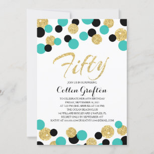 Sparkling Glitter Confetti 50th Birthday Invitation