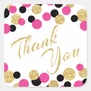 Sparkling Glitter Confetti   Thank You Square Sticker
