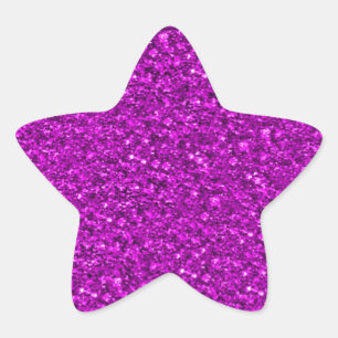 sparkling glitter hot pink star sticker