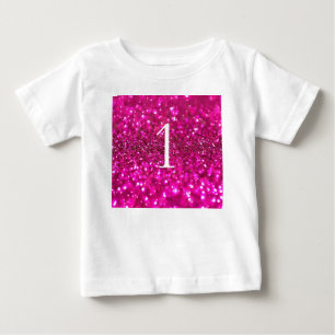 Sparkling Glitter Pink 1st glamour Birthday girl Baby T-Shirt