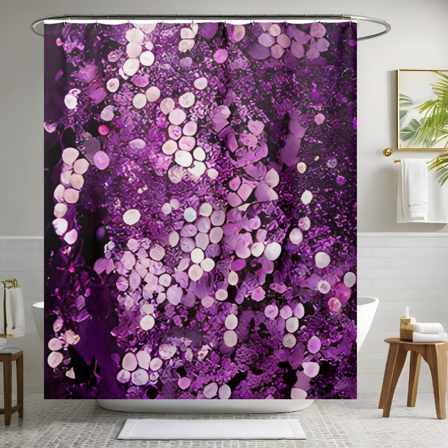 Sparkling Glitter Purple Sequin Shower Curtain (Creator Uploaded)