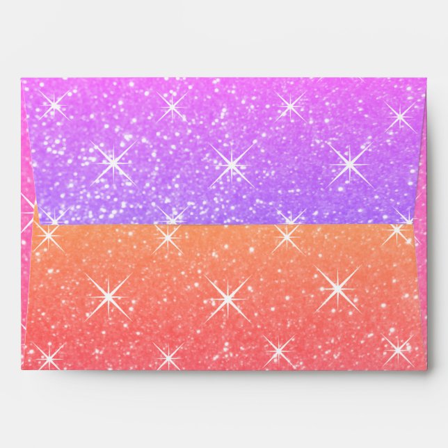 Sparkling glitter rainbow colour party envelopes (Back (Top Flap))