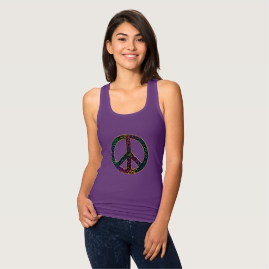 Sparkling Glitter Rainbow Peace Sign T-Shirt