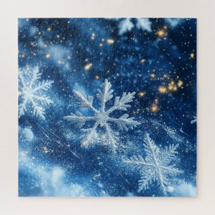 Sparkling Glitter Snowflakes Winter Christmas Jigsaw Puzzle