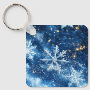 Sparkling Glitter Snowflakes Winter Christmas Keychain