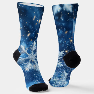 Sparkling Glitter Snowflakes Winter Christmas Socks