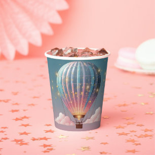 Sparkling Glitters Hot Air Balloon Baby Shower Paper Cups