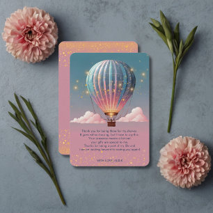 Sparkling Glitters Hot Air Balloon Baby Shower Thank You Card