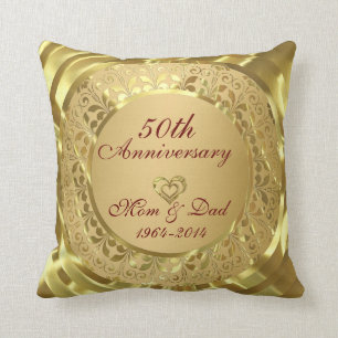 Sparkling Gold 50th Wedding Anniversary Throw Pillow