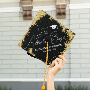 Sparkling Gold Adventure Graduation Cap Topper