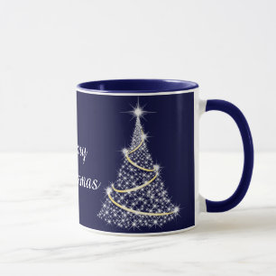 Sparkling Gold And White Christmas Tree Holiday Mug