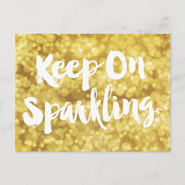 Sparkling Gold Blurry Glitter Bokeh Quote Postcard (Front)