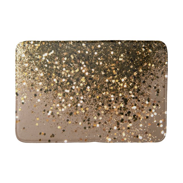 Sparkling Gold Brown Glitter Glam #1 (Faux Glitter Bath Mat (Front)