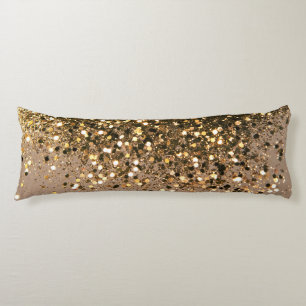 Sparkling Gold Brown Glitter Glam #1 Faux Glitter Body Pillow