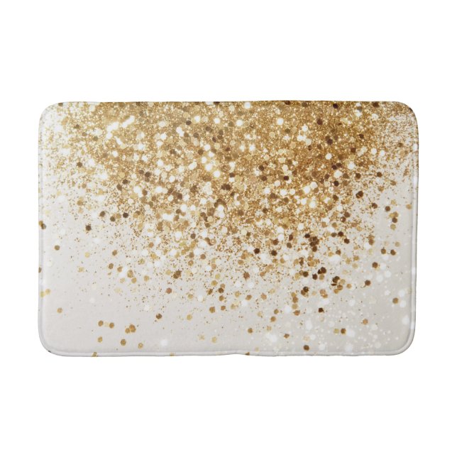 Sparkling Gold Glitter Glam #2 Bath Mat (Front)