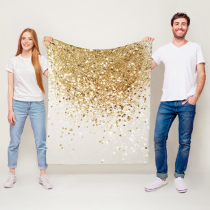 Sparkling Gold Glitter Glam #2 Fleece Blanket