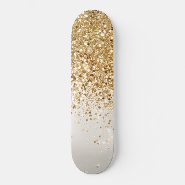 Sparkling Gold Glitter Glam #2 Skateboard (Front)