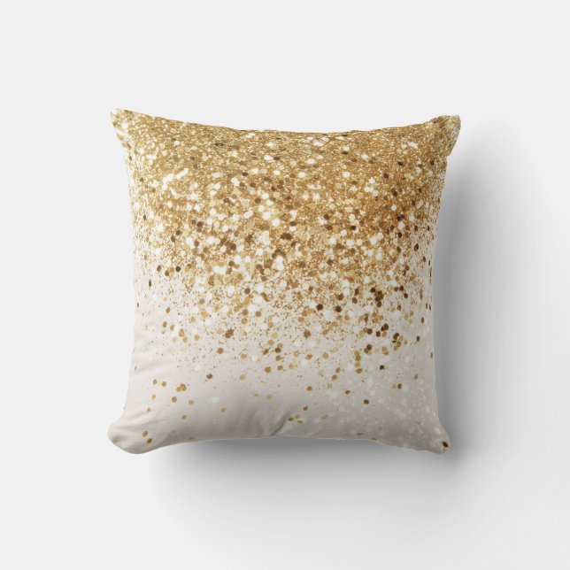 Sparkling Gold Glitter Glam #2 Throw Pillow (Front)