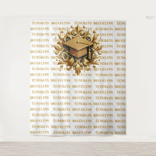 Sparkling Gold Glitter Graduation Step and Repeat Tapestry