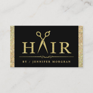 Sparkling Gold Glitter Hair Salon Appointment Card