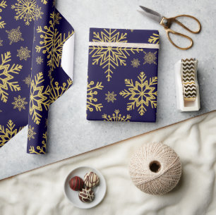 Sparkling Gold Glitter snowflakes Wrapping Paper