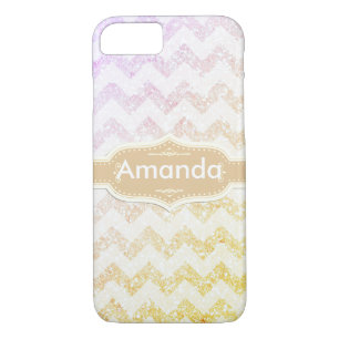*~* Sparkling Gold Ombre Glitter White Chevron Case-Mate iPhone Case