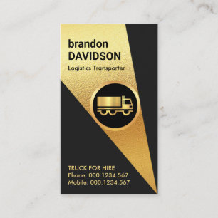 Sparkling Gold Spotlight On Semi Truck Business Card