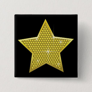 Sparkling Gold Star 2 Inch Square Button