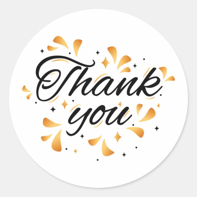 Sparkling gold thank You Classic Round Sticker (Front)