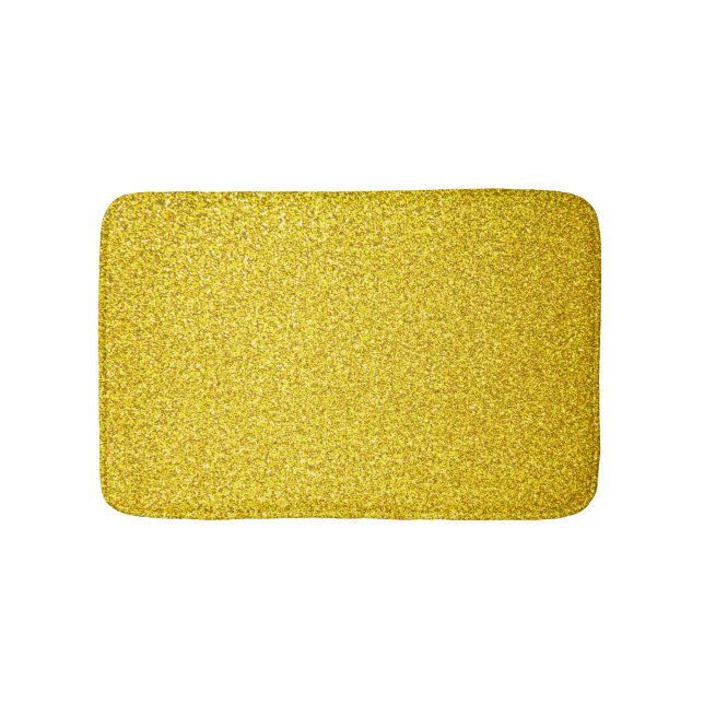 Sparkling Gold Yellow Glitter Colourful Bright Cut Bath Mat (Front)