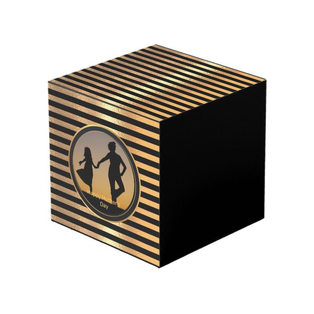 Sparkling Golden Glitter Gradient Happy Mother day Cube (Front Angled)